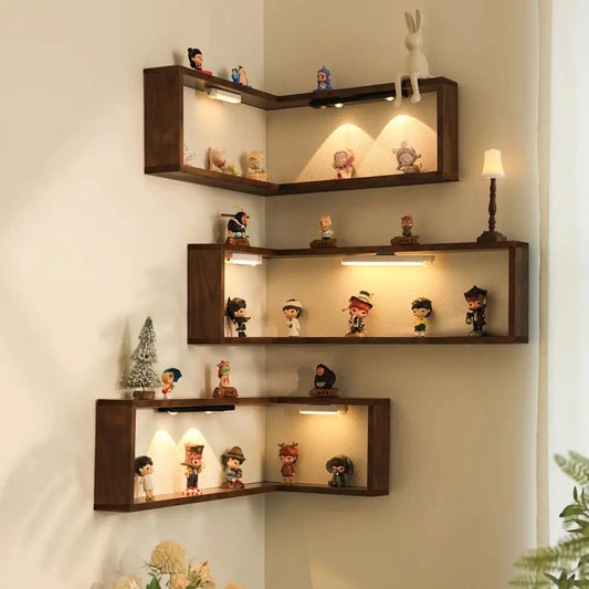 Vivree™ LumiCorner - Smart Ambient Display Shelves (Wood Edition)