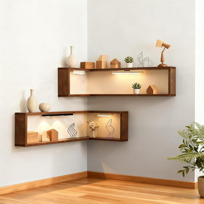 Vivree™ LumiCorner - Smart Ambient Display Shelves (Wood Edition)