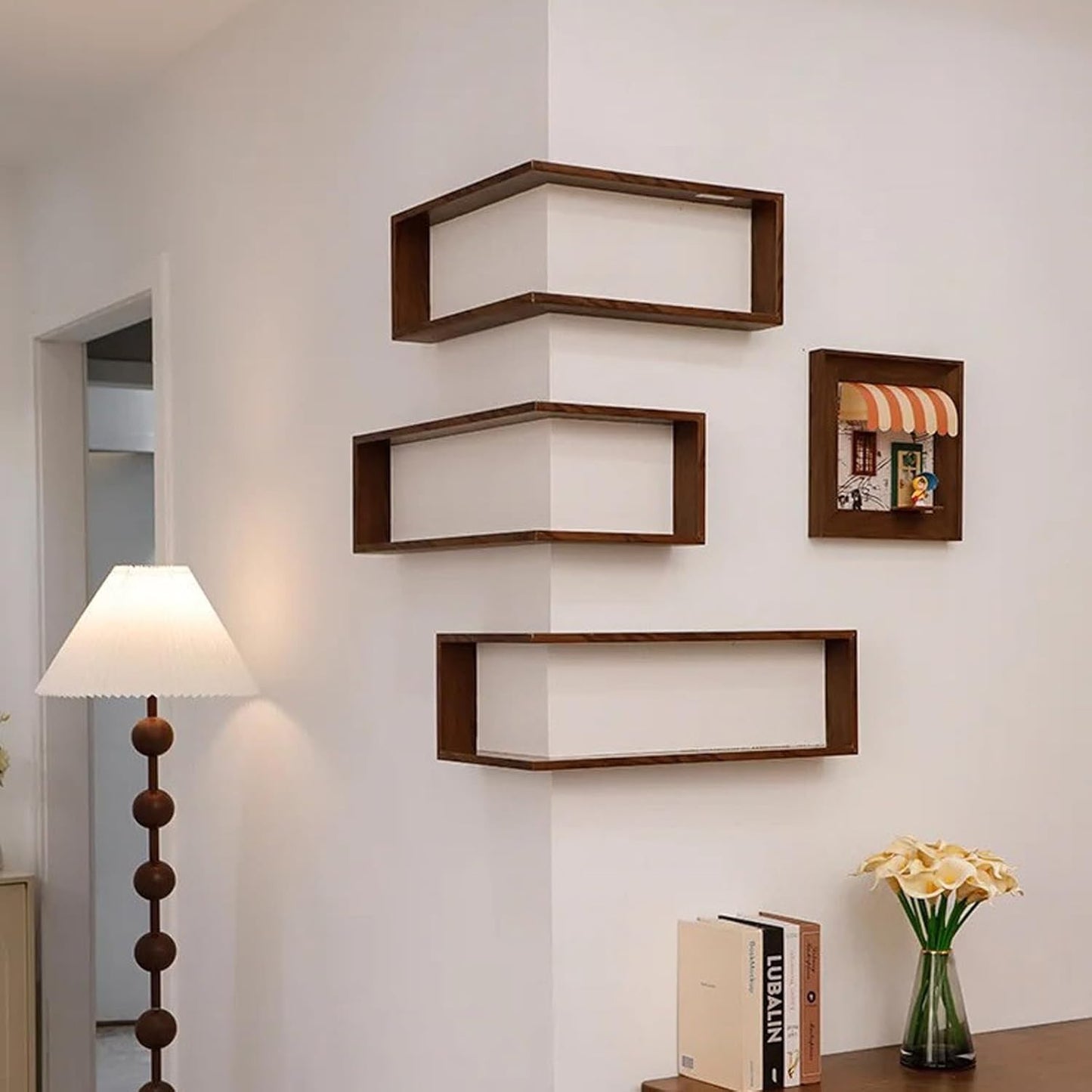 Vivree™ LumiCorner - Smart Ambient Display Shelves (Wood Edition)