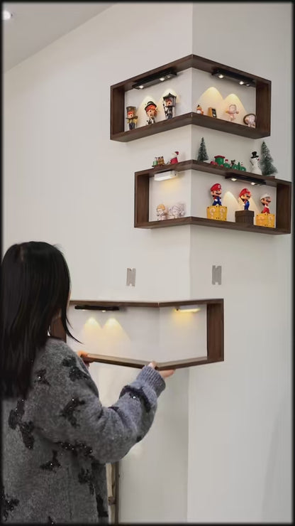 Vivree™ LumiCorner - Smart Ambient Display Shelves (Wood Edition)