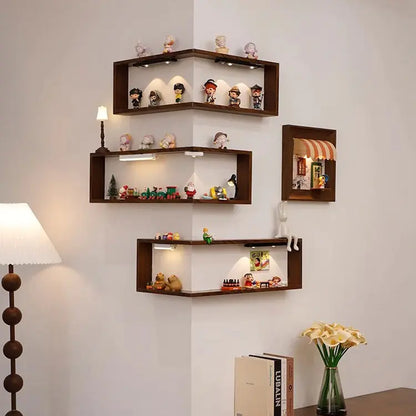 Vivree™ LumiCorner - Smart Ambient Display Shelves (Wood Edition)
